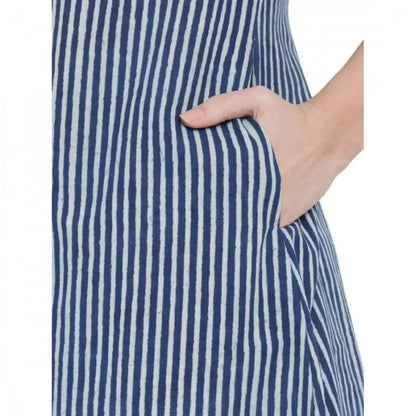 Women's Shirt Blue Dress (Color:Blue, Material:Pure Cotton)