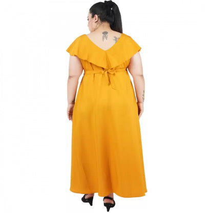 Women's Fit And Flare Yellow Dress (Color:Yellow, Material:Polyester)