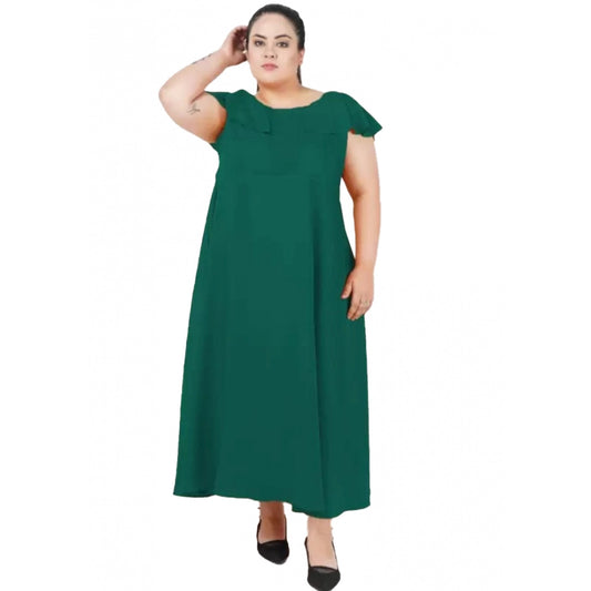 Women's Fit And Flare Green Dress (Color:Green, Material:Polyester)