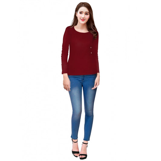 Women's Western Wear Hosiery T Shirts (Maroon)