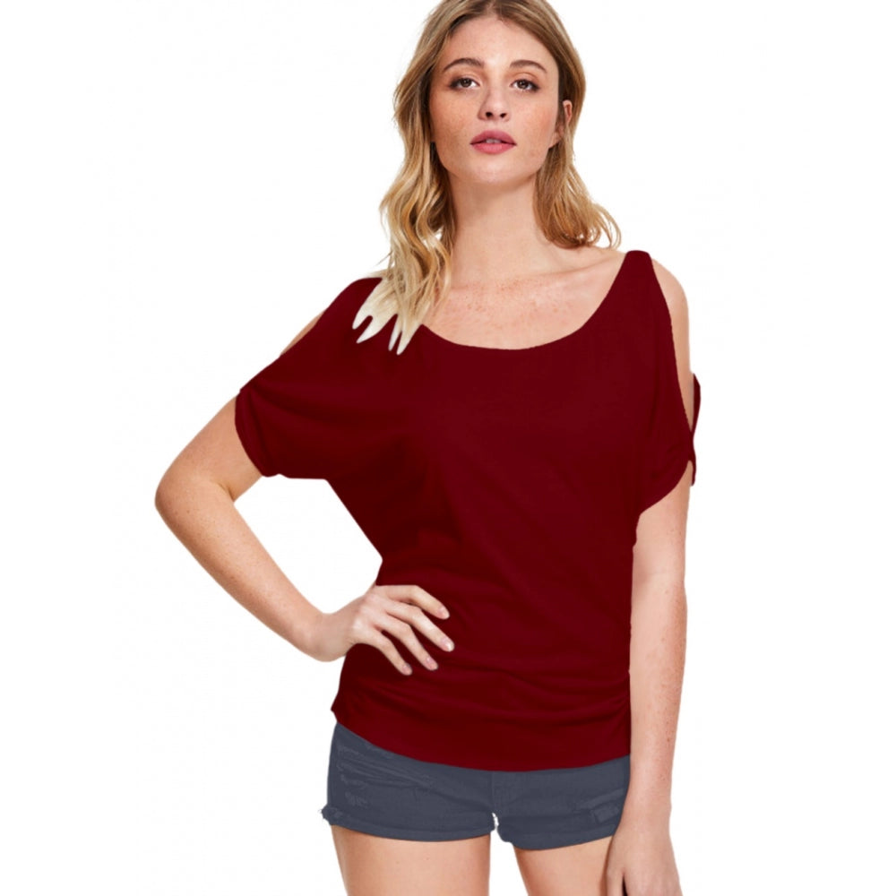 Women's Western Wear Hosiery T Shirts (Maroon)