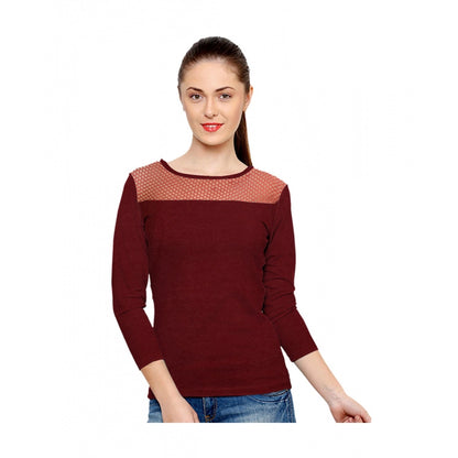 Women's Western Wear Hosiery T Shirts (Maroon)