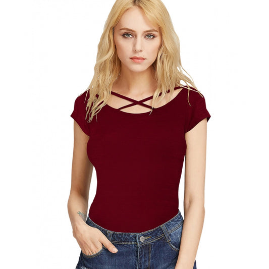 Women's Western Wear Hosiery T Shirts (Maroon)