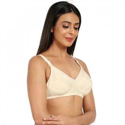 Women's Cotton Blend Mother Care Full Coverage Feeding Bra Non Padded (Skin)