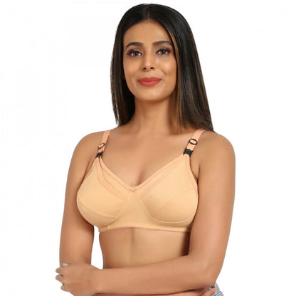 Women's Cotton Blend Mother Care Full Coverage Feeding Bra Non Padded (Sandalwood)