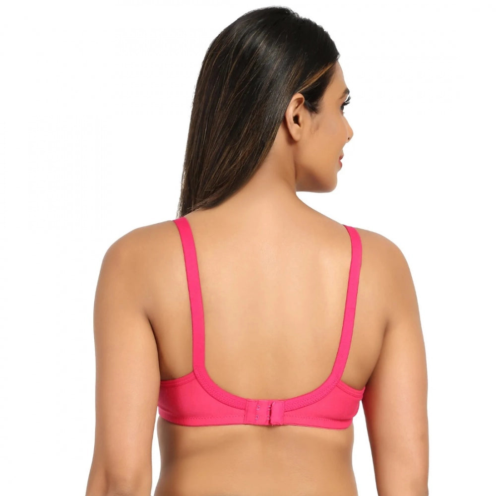 Women's Cotton Blend Mother Care Full Coverage Feeding Bra Non Padded (Dark Pink)