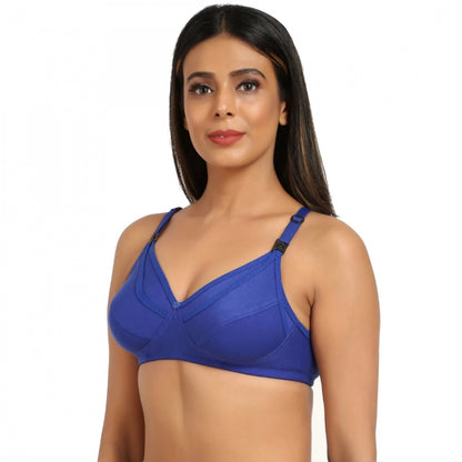 Women's Cotton Blend Mother Care Full Coverage Feeding Bra Non Padded (Blue)