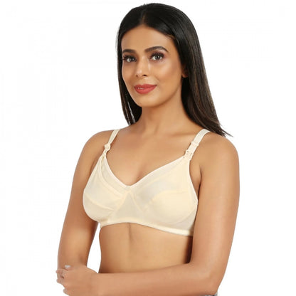 Women's Cotton Blend Mother Care Full Coverage Feeding Bra Non Padded (Skin)