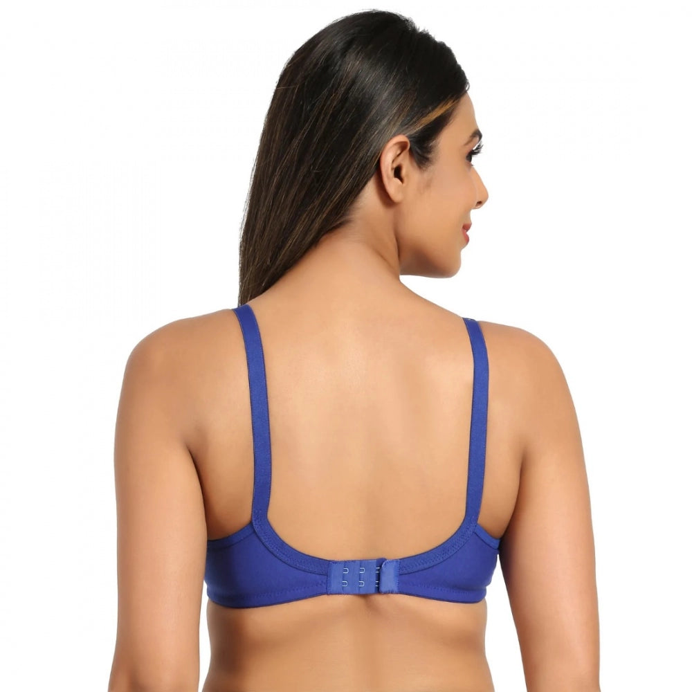 Women's Cotton Blend Mother Care Full Coverage Feeding Bra Non Padded (Blue)