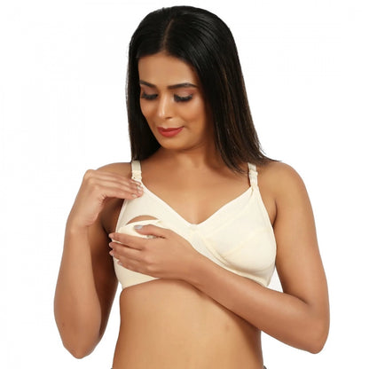 Women's Cotton Blend Mother Care Full Coverage Feeding Bra Non Padded (Skin)