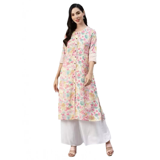 Generic Women's Cotton Printed  Straight Kurti (Multicolor, Cotton)