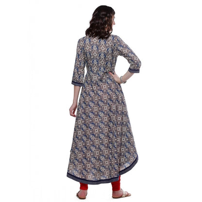 Generic Women's Cotton Printed Angrakha Kurti (Multicolor, Cotton)