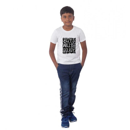 Generic Boys Cotton Will Be Cool Half Sleeve TShirt (White)