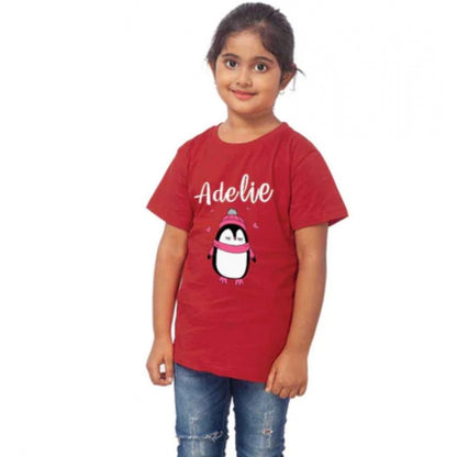 Generic Girls Cotton Adelie Half Sleeve TShirt (Maroon)