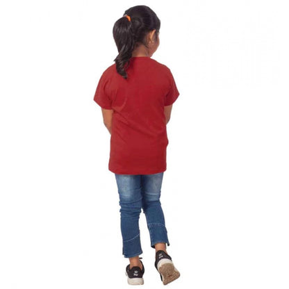 Generic Girls Cotton Snow Board Half Sleeve TShirt (Maroon)