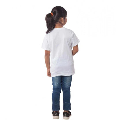 Generic Girls Cotton Bubo Half Sleeve TShirt (White)