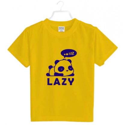 Boys Cotton Lazy Half Sleeve TShirt (Mustard)