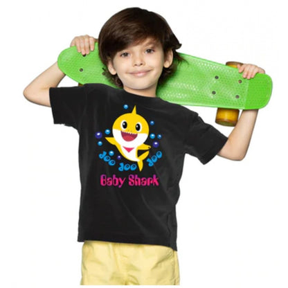 Generic Boys Cotton Baby Shark Half Sleeve TShirt (Black)