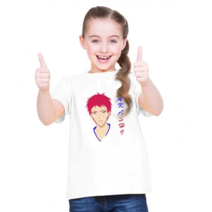 Girls Cotton Akashi Half Sleeve TShirt (White)