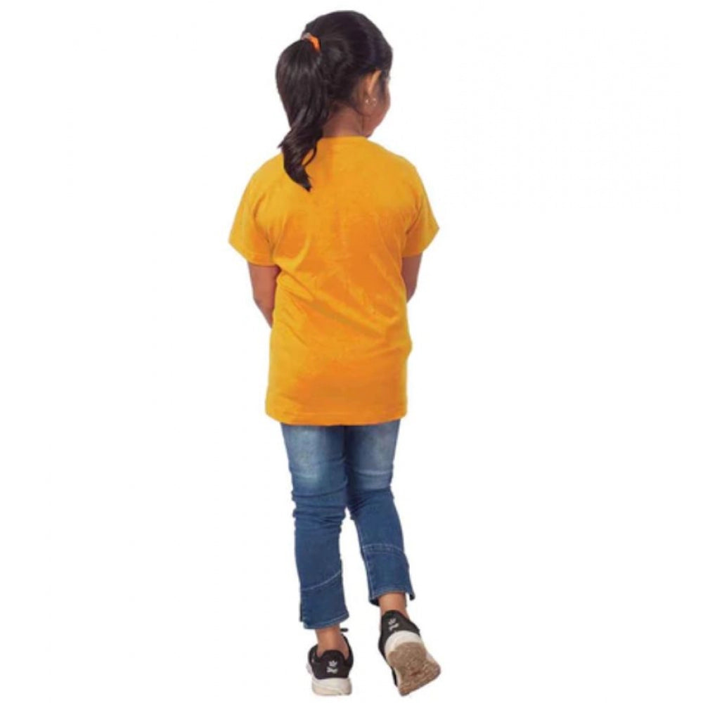 Generic Girls Cotton Adelie Half Sleeve TShirt (Mustard)