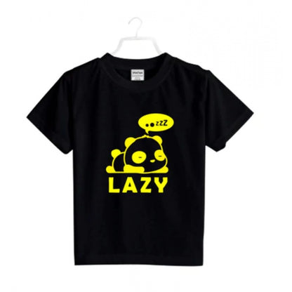 Generic Boys Cotton Lazy Half Sleeve TShirt (Black)