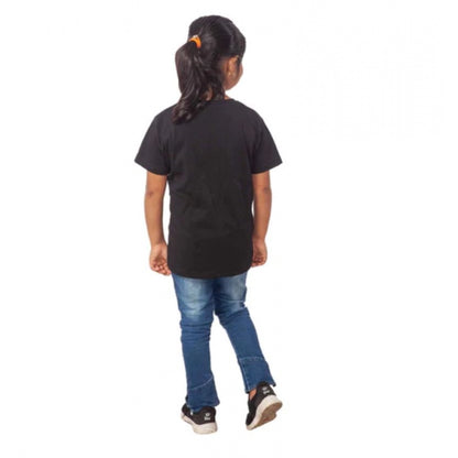 Generic Girls Cotton Princess Half Sleeve TShirt (Black)