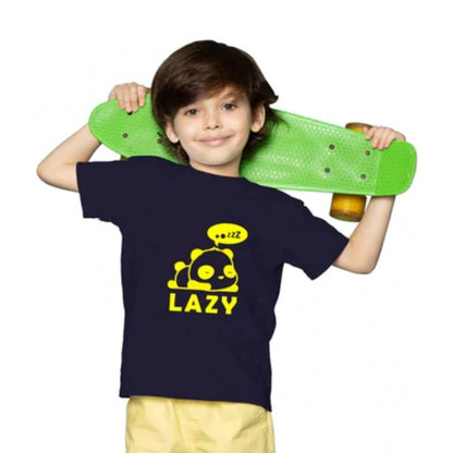 Generic Boys Cotton Lazy Half Sleeve TShirt (Black)