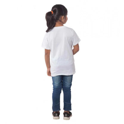 Generic Girls Cotton Unicorn Face Half Sleeve TShirt (White)