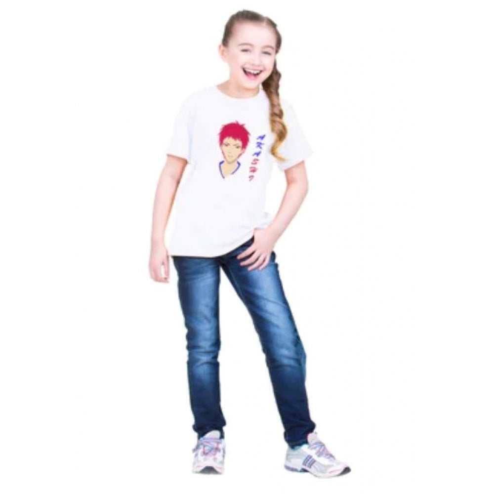 Girls Cotton Akashi Half Sleeve TShirt (White)