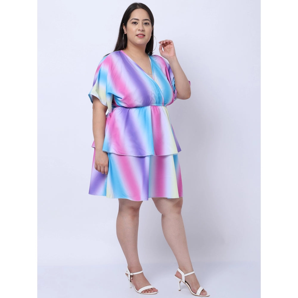 Women's Crepe Printed Knee Length Fit and Flare Dress (Multicolor)