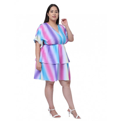 Women's Crepe Printed Knee Length Fit and Flare Dress (Multicolor)