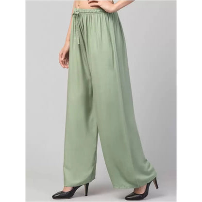 Generic Women's Plus Size Relaxed Fit Viscose Rayon Palazzo Trousers (Light Green)