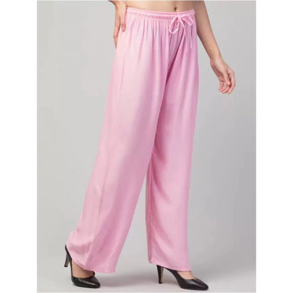 Generic Women's Plus Size Relaxed Fit Viscose Rayon Palazzo Trousers (Pink)