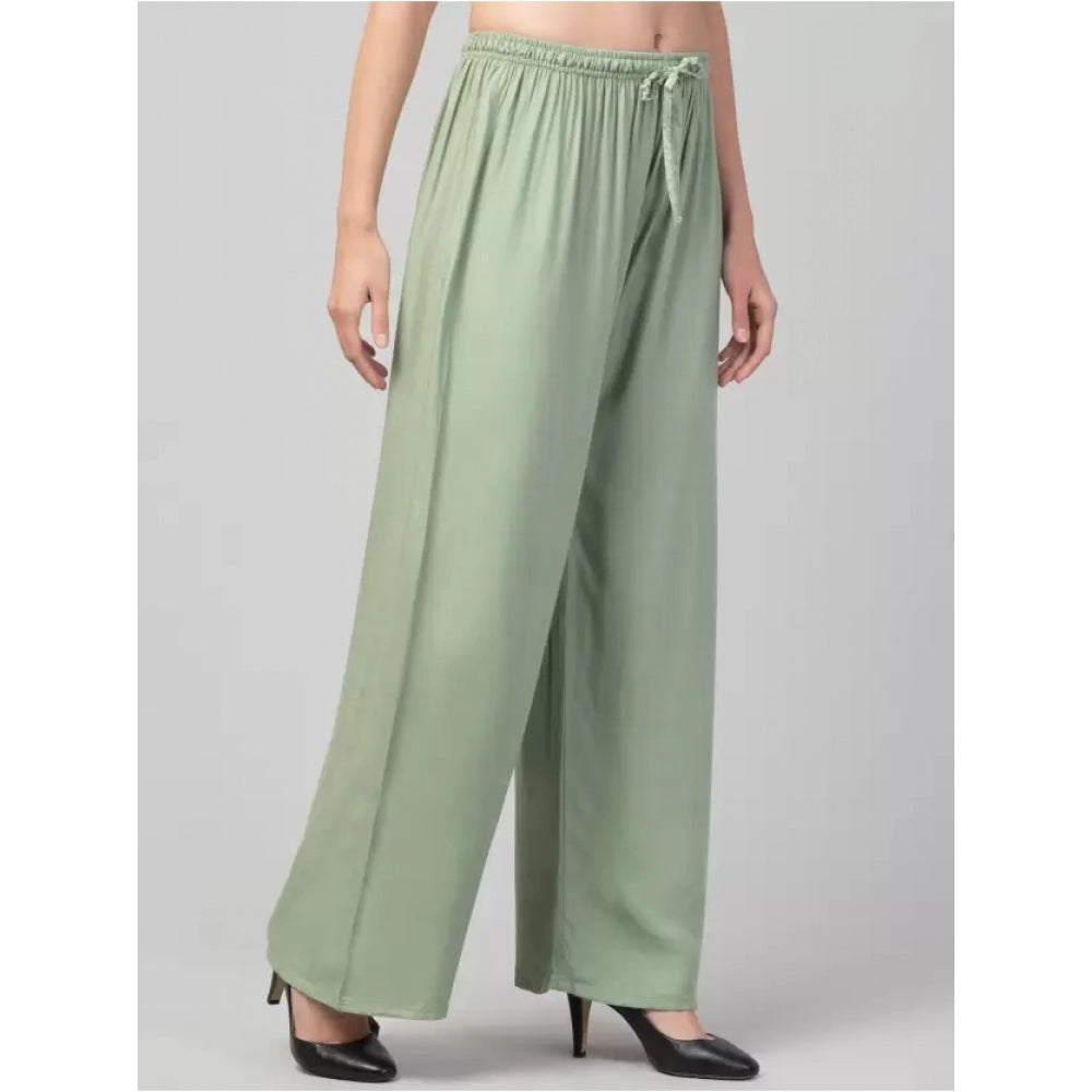 Generic Women's Plus Size Relaxed Fit Viscose Rayon Palazzo Trousers (Light Green)