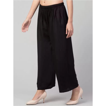 Generic Women's Plus Size Relaxed Fit Viscose Rayon Palazzo Trousers (Black)