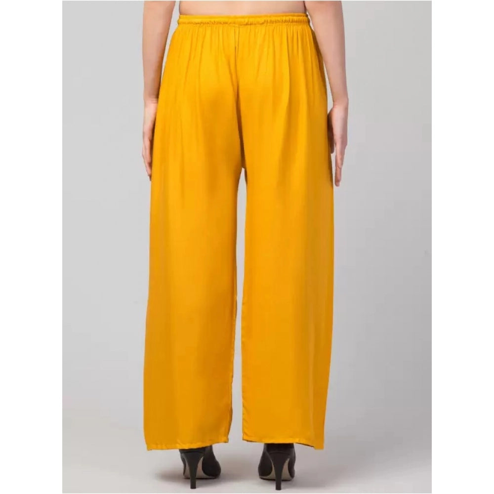 Generic Women's Plus Size Relaxed Fit Viscose Rayon Palazzo Trousers (Yellow)