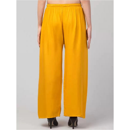 Generic Women's Plus Size Relaxed Fit Viscose Rayon Palazzo Trousers (Yellow)