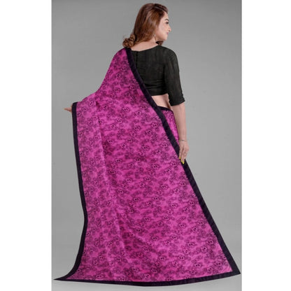 Women's Super Line Saree with Blouse (Pink, 5-6 Mtrs)