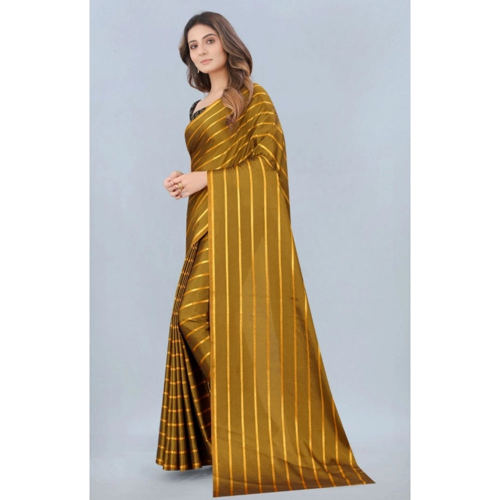 Women's Satin Silk Saree with Blouse (Mustard, 5-6 Mtrs)