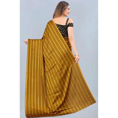 Women's Satin Silk Saree with Blouse (Mustard, 5-6 Mtrs)