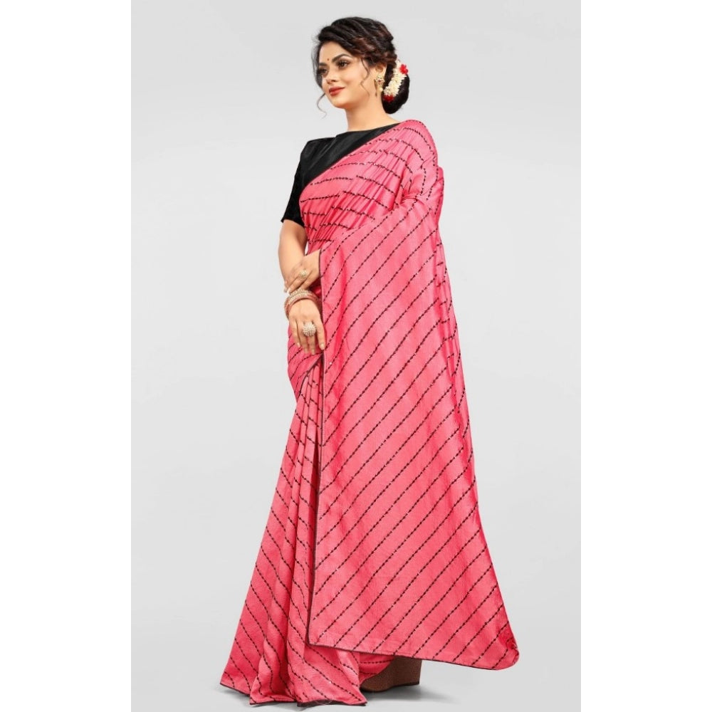 Women's Vichitra Saree with Blouse (Gajari, 5-6 Mtrs)