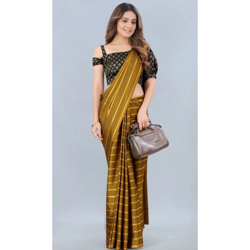 Women's Satin Silk Saree with Blouse (Mustard, 5-6 Mtrs)