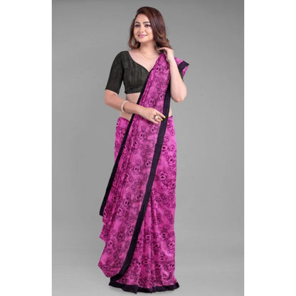 Women's Super Line Saree with Blouse (Pink, 5-6 Mtrs)