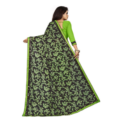 Women's Lycra Blend Saree with Blouse (Pista, 5-6 Mtrs)