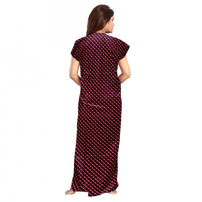 Women's Cotton Printed Maxi Nighty (Brown)