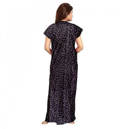 Women's Cotton Printed Maxi Nighty (Grey)