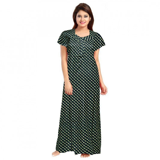 Women's Cotton Printed Maxi Nighty (Green)