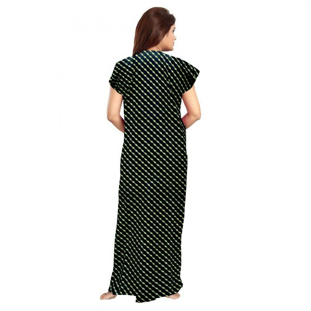 Women's Cotton Printed Maxi Nighty (Green)