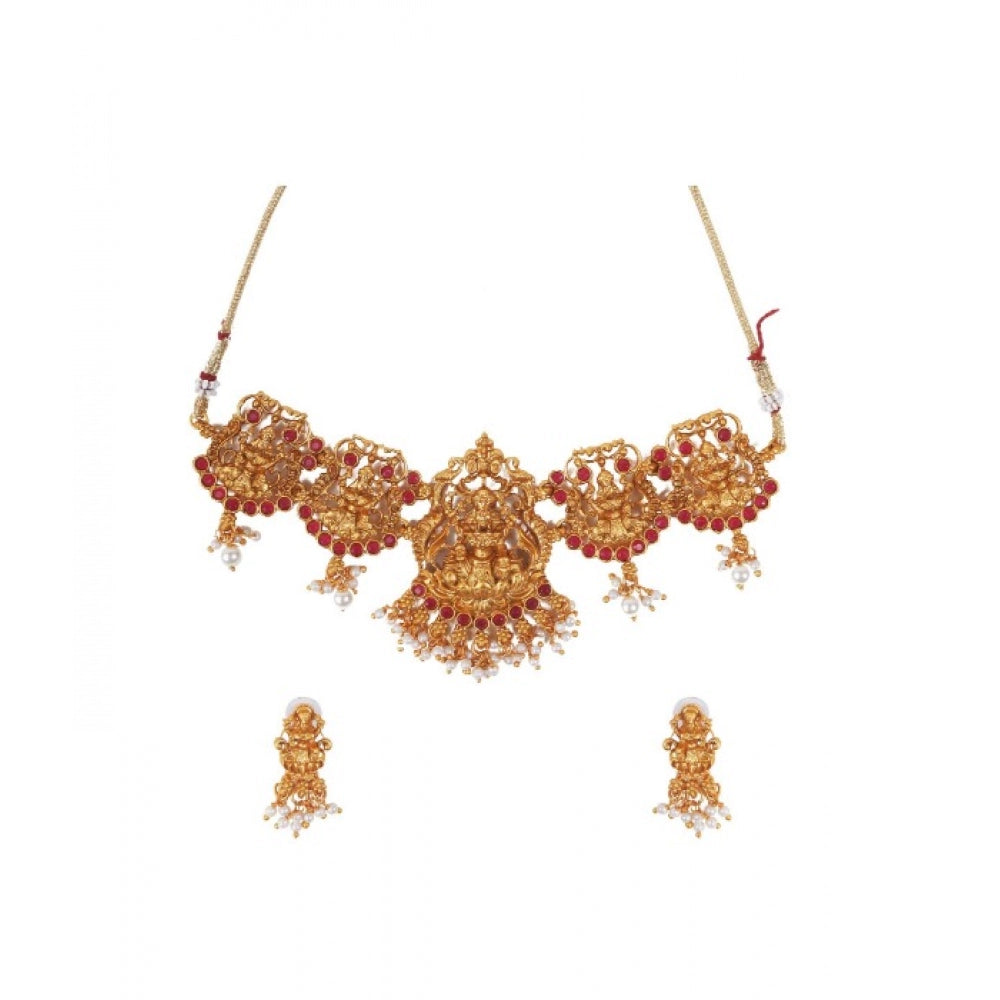 Generic Women's Elegent Temple Jewellery Set (Maroon, Free Size)