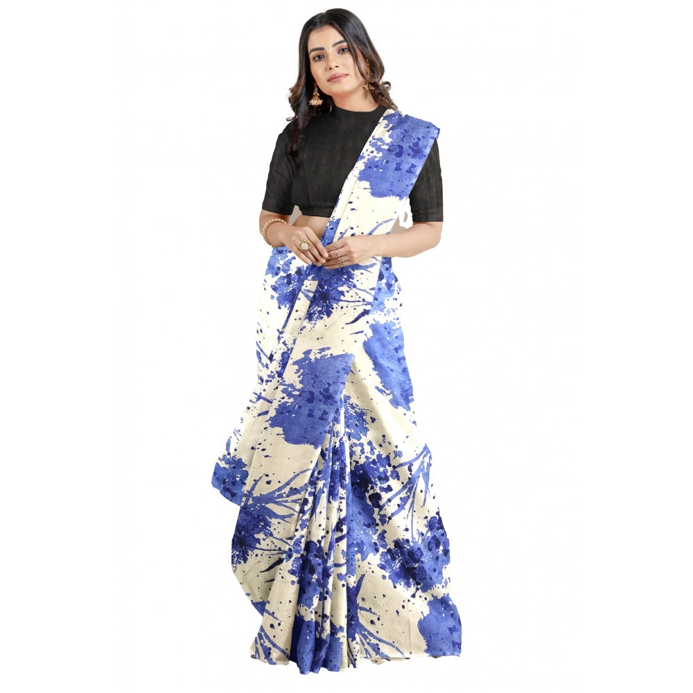 Women's Joya Silk Saree with Blouse (Blue, 5-6 Mtrs)